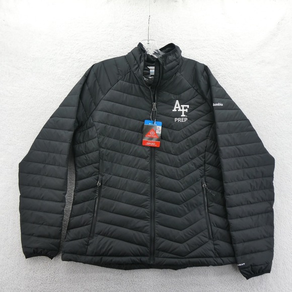 Columbia Powder Lite Jacket Women XL AF Prep Black Omni-Heat Puffer Air Force